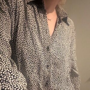 Anthropologie Black and White Polka Dot Blouse